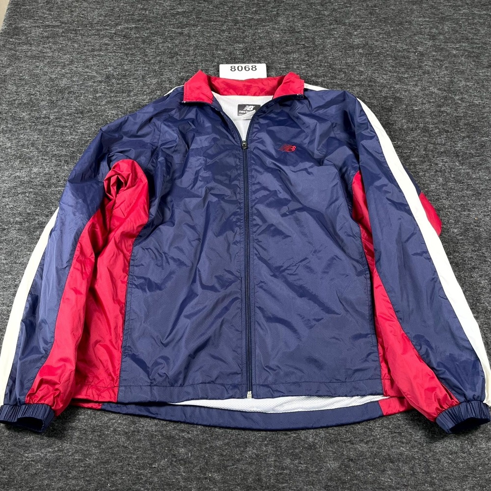 New Balance Windbreaker Jacket Mens Large Multicolor Mesh‎ Lined Nylon Full Zip